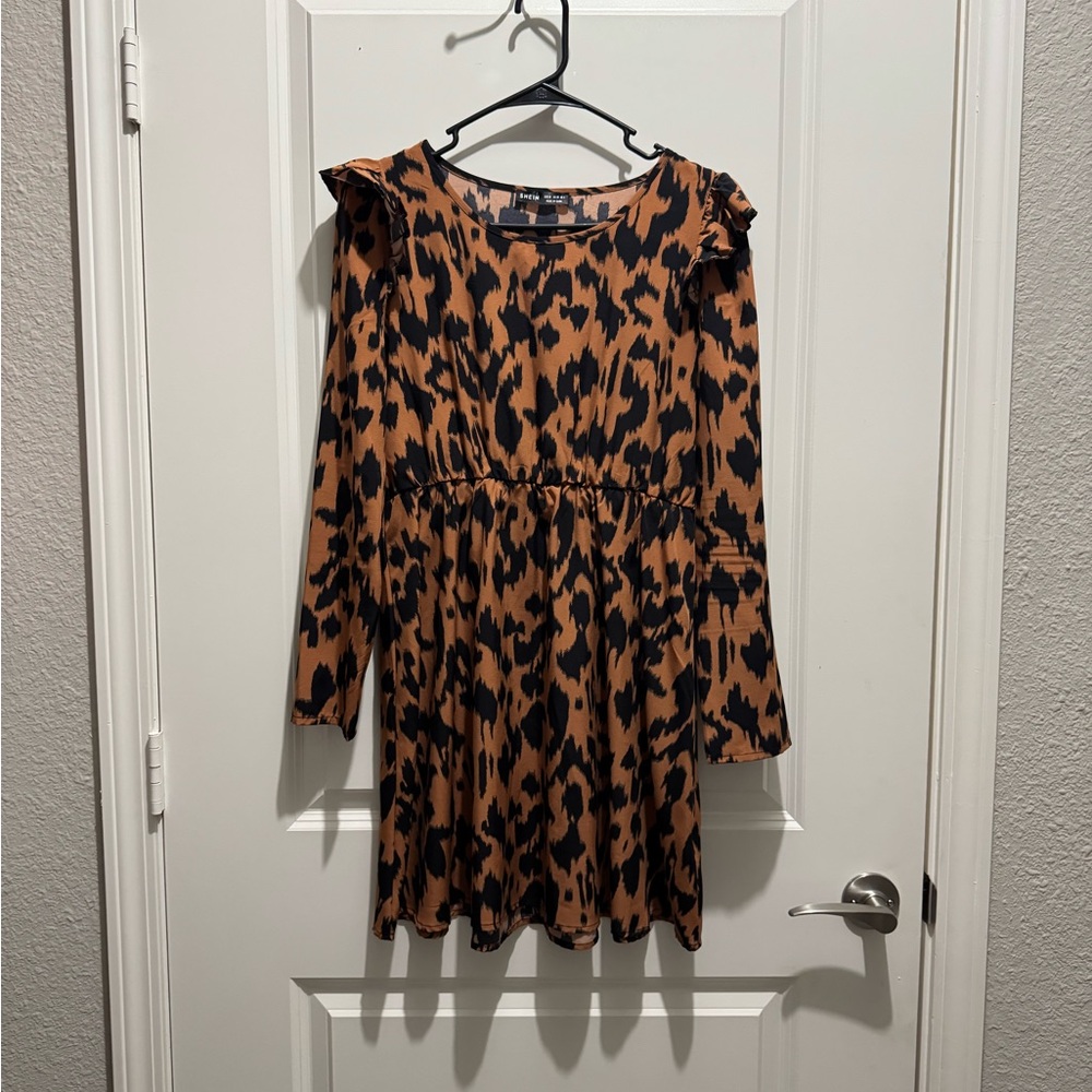Leopard Print Long Sleeve Dress